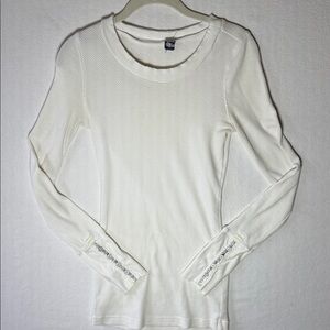Free People Thermal Moto White Long Sleeve Top